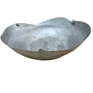 Blackfish Pewter Artisan Organic Shape Bowl with Starfish and Seashell Details